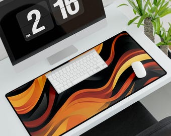 Orange Abstract Desk Mat, Modern Work Surface Pad, Geometric Aesthetic Mouse Pad, Office Decor Gift, Desk Accessories Organizer, Home Office