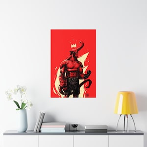 Hellboy Poster, Hellboy print, movie poster, Hellboy Vintage, Hellboy gift, Boys room decor, Boys gifts, Comics style, super hero poster image 1