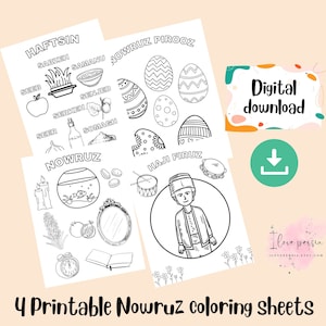 Nowruz Printable Coloring Sheets, Digital Haftsin, Nouruz Table, Eggs ...
