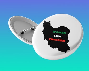 Women Life Freedom Button, Iran Map, Zan Zendegi Azadi Badge
