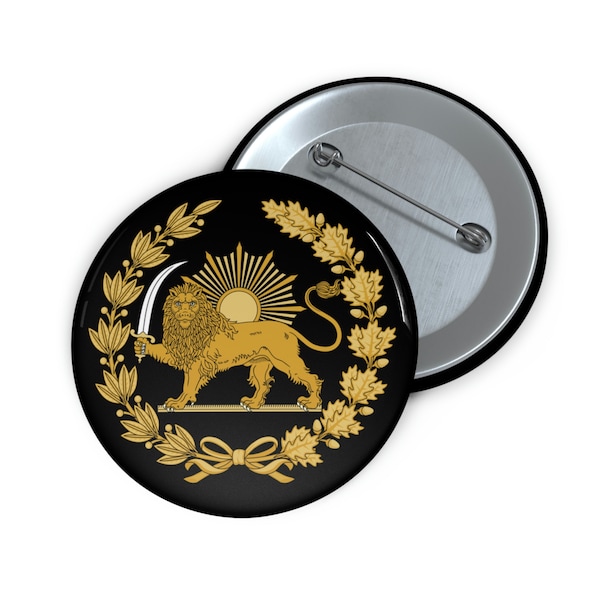 Shir-o-Khoshid pin - شیر و خورشید - Lion and sun button - Irans national flag emblem, Shir-o-Khoshid badge