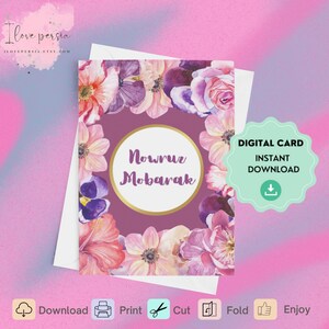 Carta Nowruz Mobarak, carta Nowruz stampabile, carta di Capodanno persiano, regalo Nowruz. Carta Happy Nowruz Download istantaneo. Biglietto di auguri Nowruz.