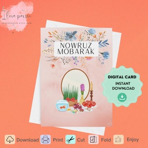 Nowruz Mobarak Karte, druckbare Nowruz Karte, Haftsin Karte, Nowruz Geschenk. Happy Nowruz Karte Sofortiger Download. Nowruz wünscht Karte.