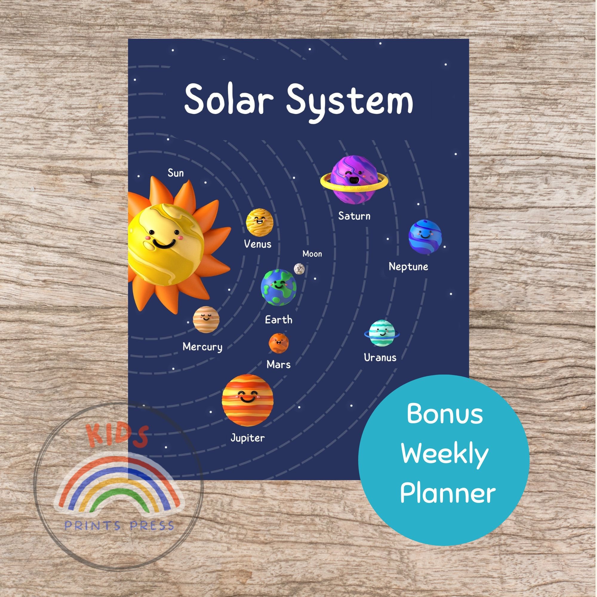 Tracing Solar System Coloring, Preschoolers Bundle