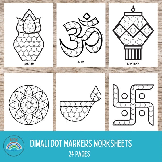 Diwali Dot Markers Coloring Worksheets for Toddler, Diwali Printable  Activities for Toddler 