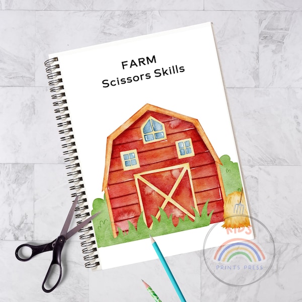 FARM ANIMALS THEME Cutting Activities for Scissors Skills • Montessori Inspired PreK and Preschool Age Activity for Homeschool and Classroom