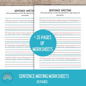 Sentence Writing Worksheets, Practice Writing Sentences, Printable Worksheets, 1st-3rd Grade ELA Worksheets