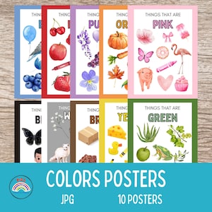 Color Posters, Educational Posters, Homeschool colors Prints, Montessori Classroom posters, Toddler Playroom Decor, Things that are posters