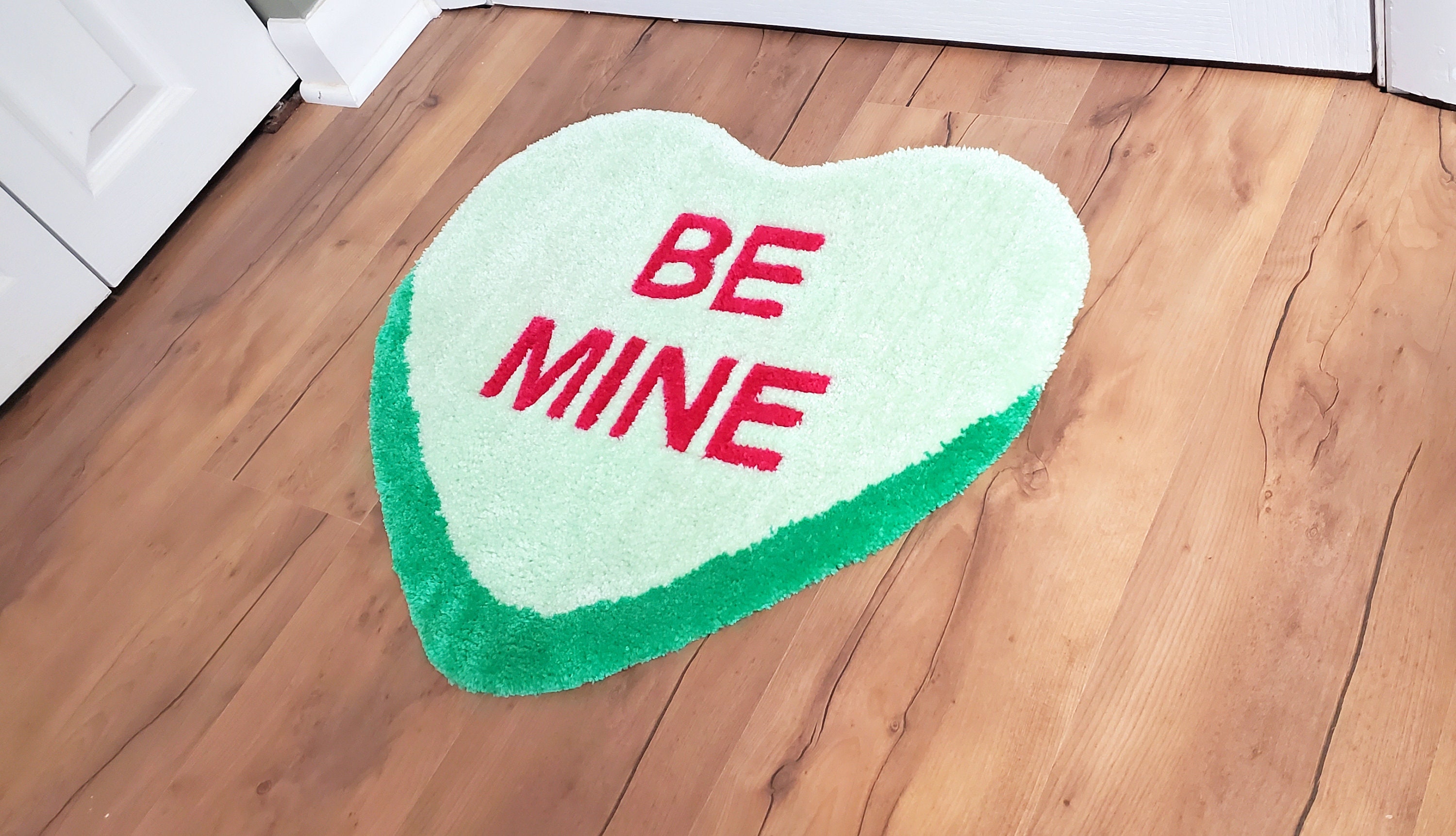 Heart Rug Mc Be Mine Candy Heart Rug, Green - Etsy