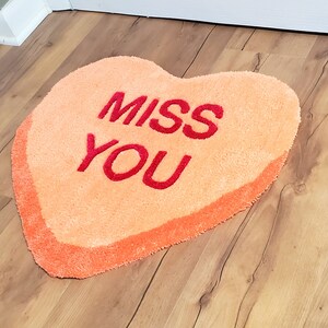 Miss You Candy Heart Rug, Orange - Etsy