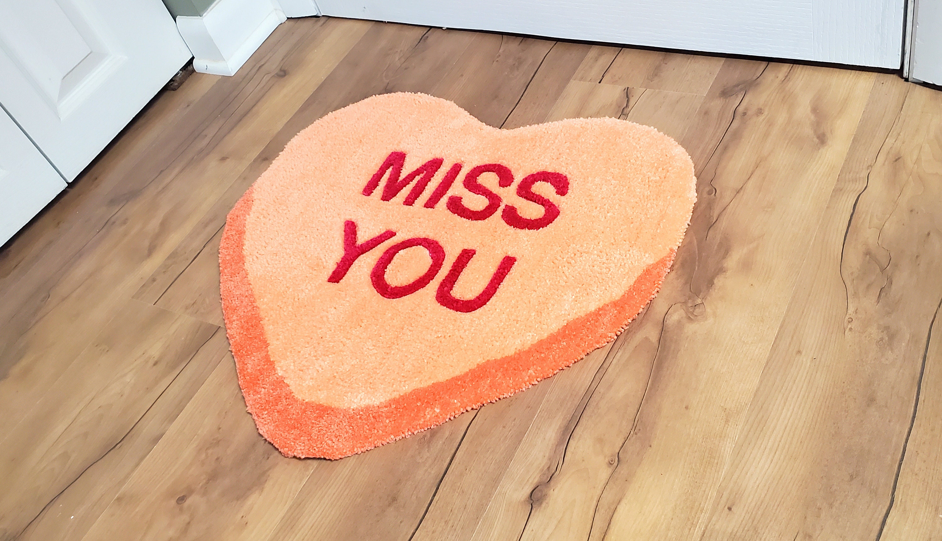 Miss You Candy Heart Rug, Orange - Etsy