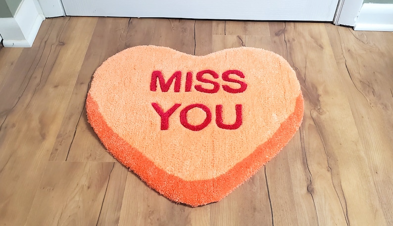 Miss You Candy Heart Rug, Orange - Etsy