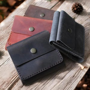 Cartera de cuero genuino para mujer hecha a mano y personalizada / Cartera pequeña de cuero genuino para niñas / Regalo increíble para mujer
