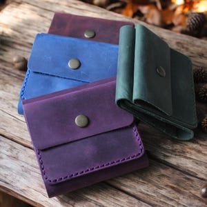 Cartera de cuero genuino para mujer hecha a mano y personalizada / Cartera pequeña de cuero genuino para niñas / Regalo increíble para mujer