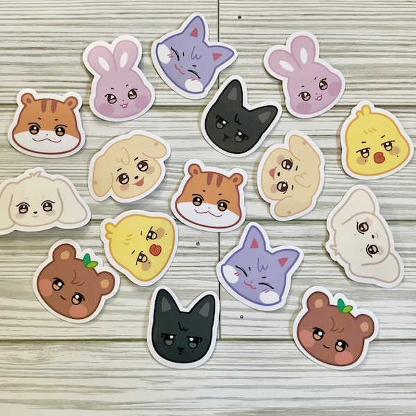 Ateez Aniteez Characters Mini Die Cut Sticker Pack, Fun Personality Flair Well Known Memorable Figure Present, Cute Silly Unique Decor Gift