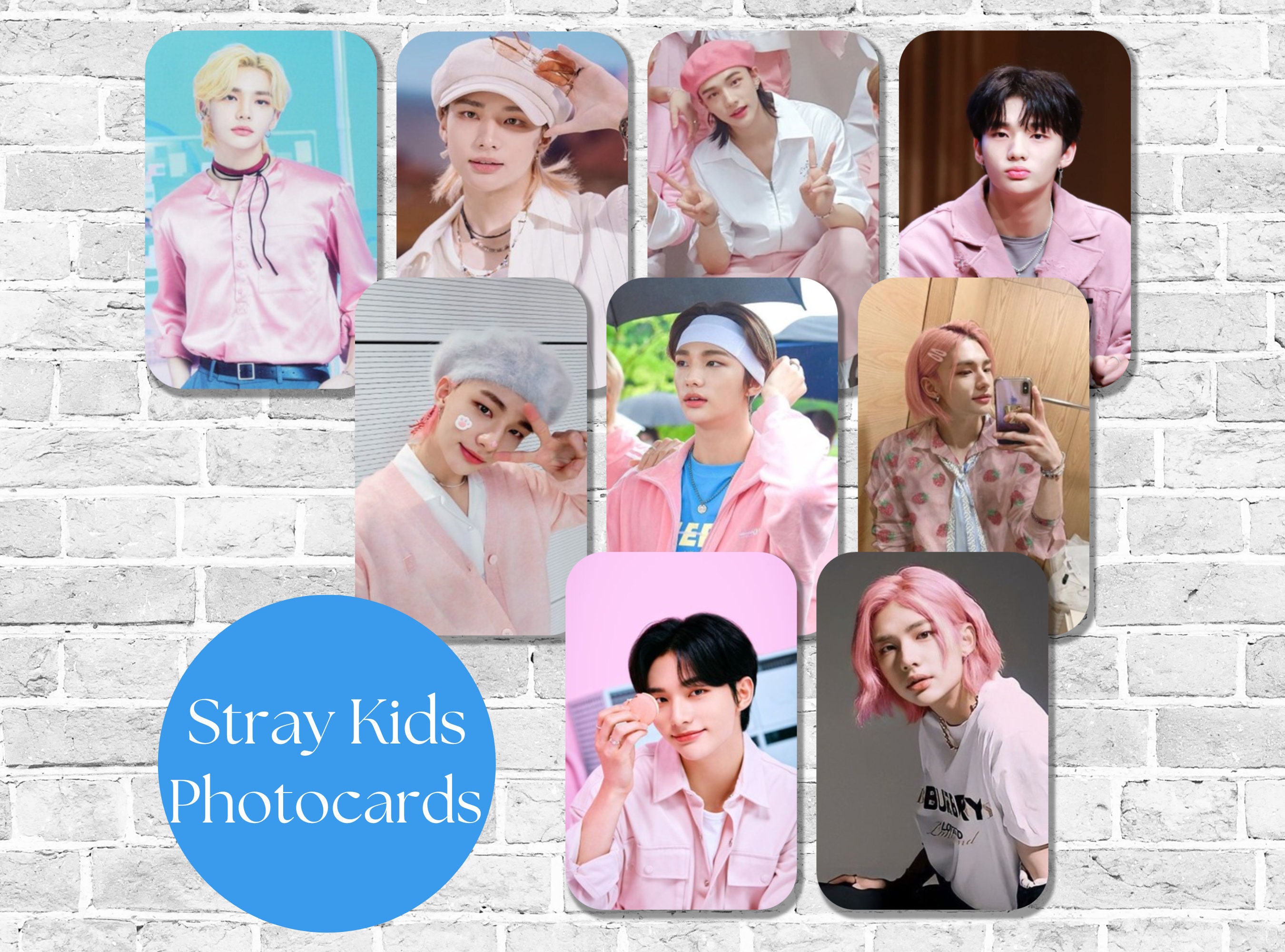 Stray Kids Hyunjin Pink Photocards, Memorable Moments Collectibles
