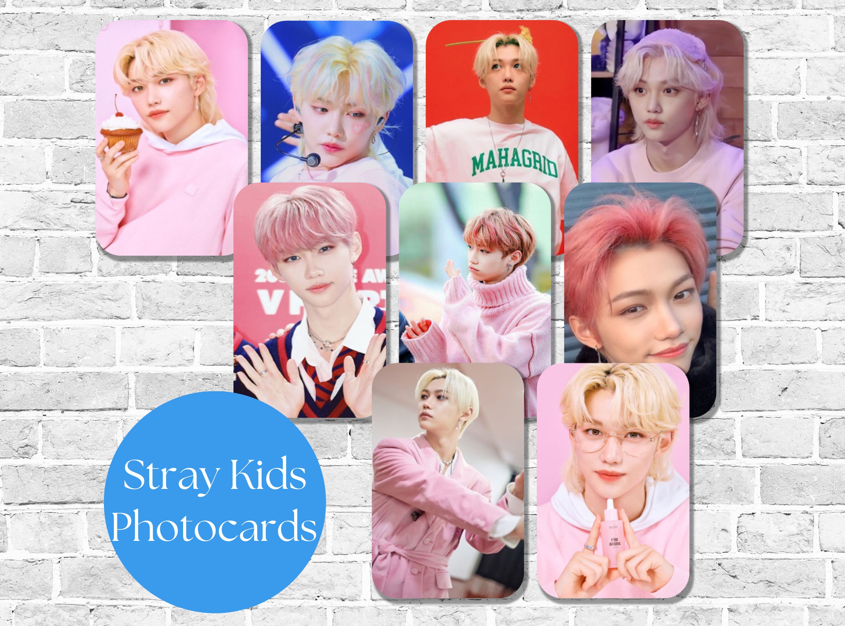 Stray Kids Felix Pink Photocards, Memorable Moments Collectibles