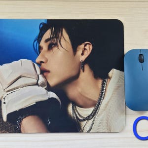 Bang Chan K-Pop Idol Mousepads, Stray Kids Desk Mouse Pad, SKZ Cute Office Space Decor, Smooth Fabric Mousepad, Choose Your Favorite image 5