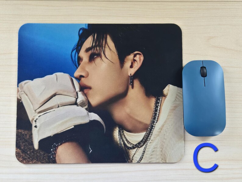 Bang Chan K-Pop Idol Mousepads, Stray Kids Desk Mouse Pad, SKZ Cute Office Space Decor, Smooth Fabric Mousepad, Choose Your Favorite image 5