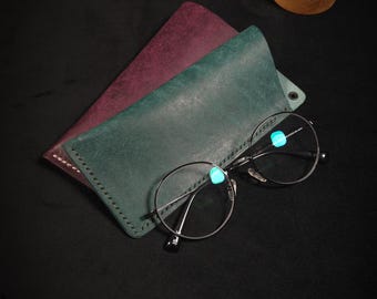 Handgemaakte leren brillenkoker, gepersonaliseerd – zacht etui, inclusief geschenkverpakking, gemaakt in Engeland