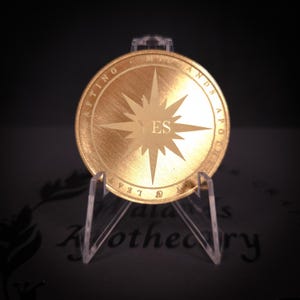 Personalised Compass Divination Yes/No Brass Coin – Handmade in England