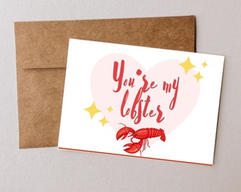 You're my Lobster Printable Valentines Day Personalized Card