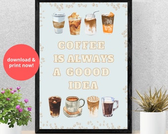 Coffee Lover Wall Art Printable Digital Kitchen Poster