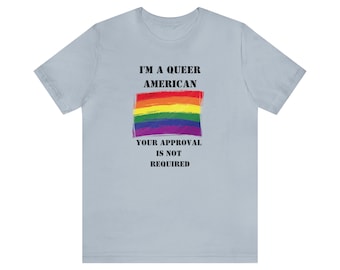 Proud Queer American Unisex Jersey Short Sleeve Tee