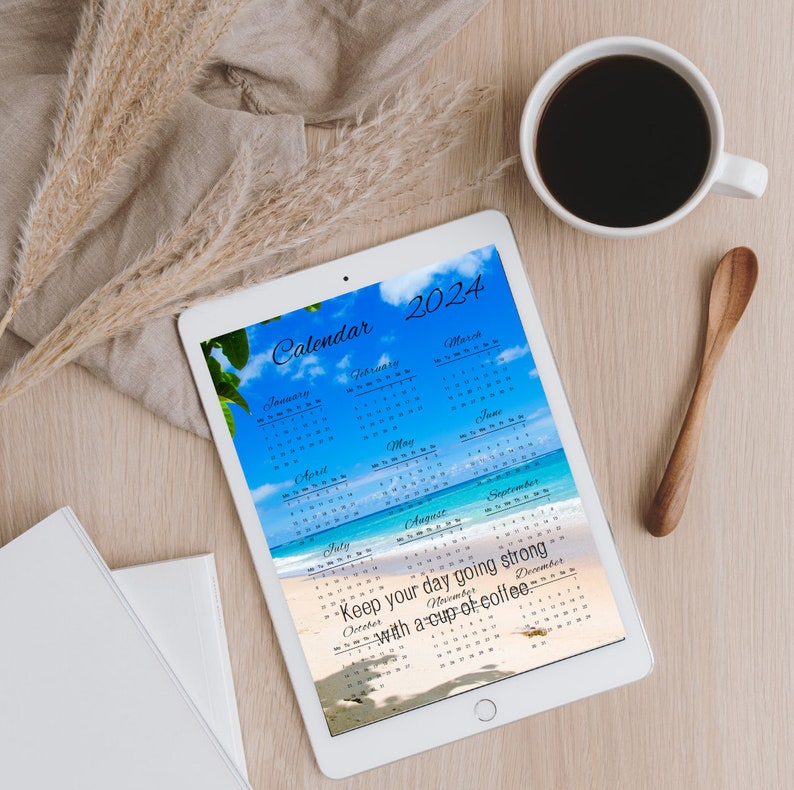 Printable Beach Bliss 2024 Calendar Bring the Shoreline to Your Space