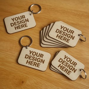Engraved Wood Rectangle Keychains: Bulk Set of 8 Personalized Gifts