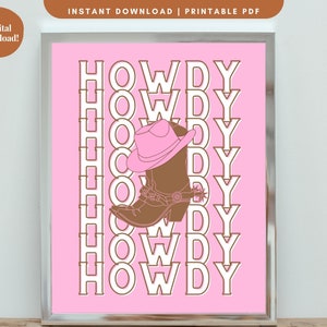 Howdy Digital Wall Art, Trendy Digital Wall Art, Dorm Room Wall Art, College Room, Digital Wall Art, Printable Wall Art, Cowgirl, Cowboy