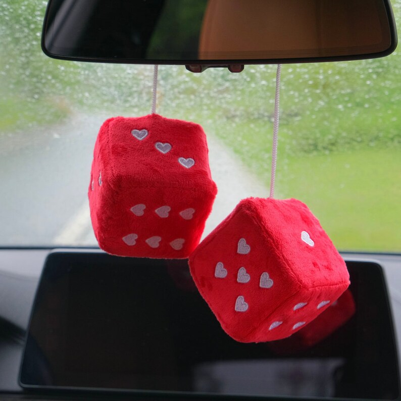 Fuzzy Dice of Hearts Car Charmscar Truck Rear View Mirror Etsy