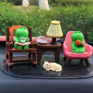 Amigurumi Frog and Mushroom Car Rear View Mirror Accessories MADE TO ORDER  