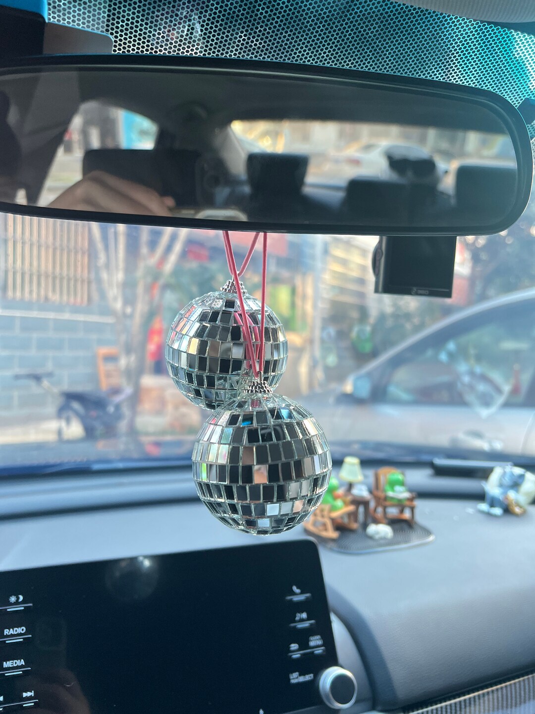 Silver Disco Ball Car Hanging Rear View Mirror Accessorydisco Ball