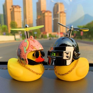 Rubber Duck With Helmet/funny Yellow Duck Dashboard Decor/car Ornaments/car  Accessories/duck Decoration Gift/multiple Helmet Options 