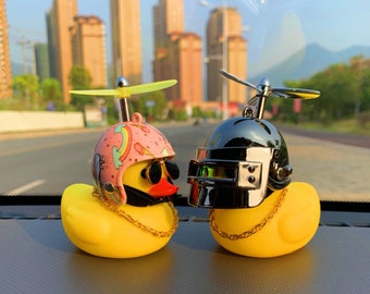 Rubber Duck With Helmet/funny Yellow Duck Dashboard Decor/car