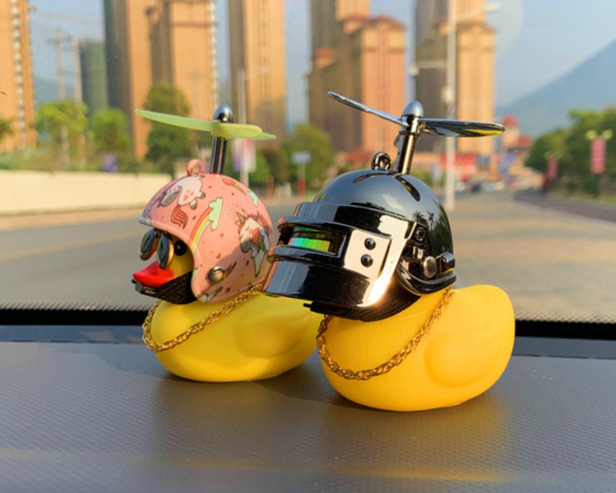 Rubber Duck With Helmet/funny Yellow Duck Dashboard Decor/car Ornaments/car  Accessories/duck Decoration Gift/multiple Helmet Options 