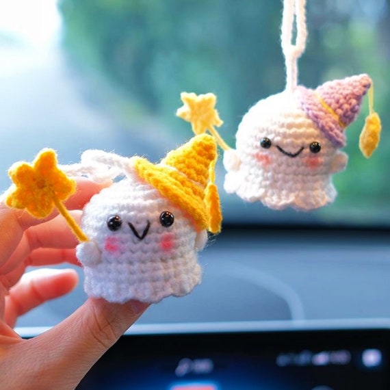 Mini Cute Elf Car Rearview Mirror Handmade Knitted Pendant,crochet