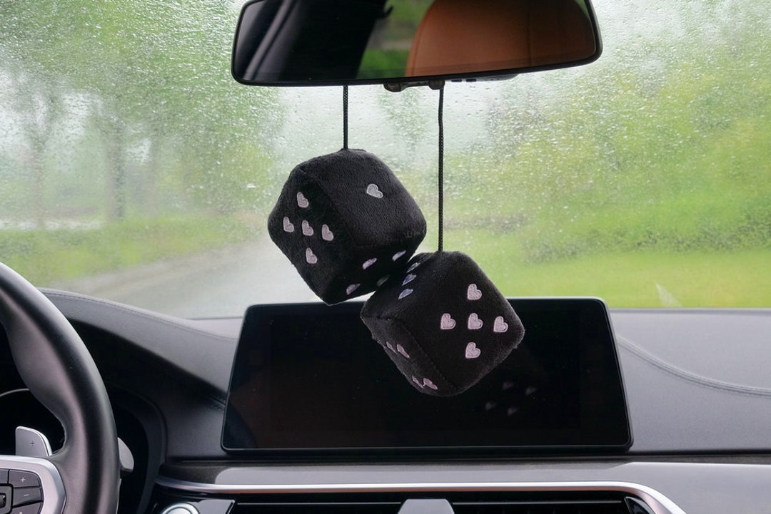 Fuzzy Dice of Hearts Car Charmscar Truck Rear View Mirror Dicemirror