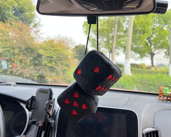 Car Rear View Mirror Pendant Fuzzy Dice Hanging Ornament Interior  Accessories