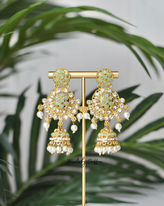 22k Yellow Gold Jhumka Earrings , Handmade Vintage Pure Traditional MARWAR  Design Indian Style WEDDING Dangle Jhumki Earrings Chandelier - Etsy