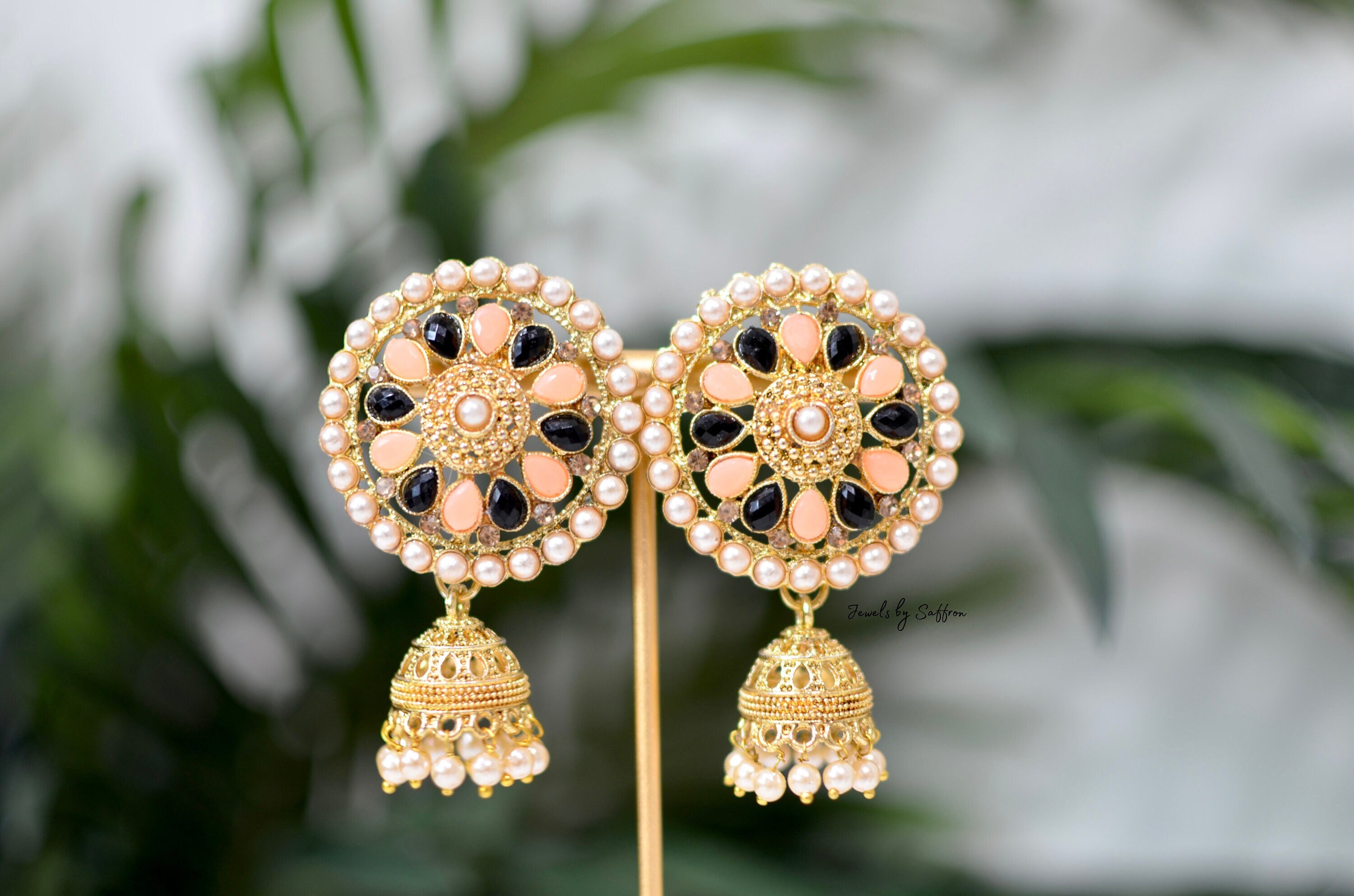 Wholesaler of Box shape gold jhumka earrings | Jewelxy - 221969