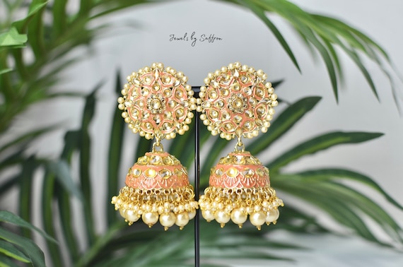 Long Gold Green Jhumka Jhumki Fusion Earrings Indian Jewelry Indian Long  Gold Earrings Festive Earrings Ethnic Earring - Etsy