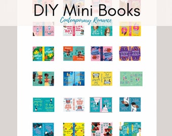 24 miniportadas imprimibles para libros (escala 1:12) - Libros de romance contemporáneo - Libros imprimibles para casas de muñecas