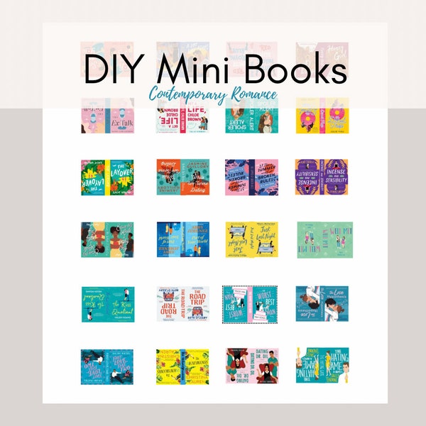 24 Printable Mini Book Covers - 1:12 Scale - Contemporary Romance Books - Dollhouse Printable Books