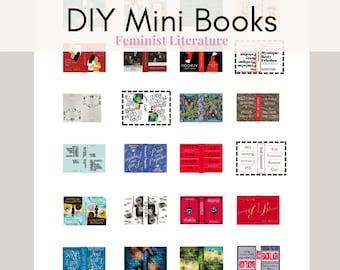 48 miniportadas imprimibles para libros (escala 1:12) - Libros feministas - Libros imprimibles para casas de muñecas