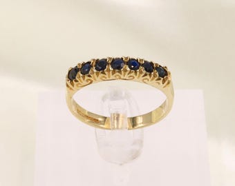 Vintage 1976 9ct Gold Sapphire Half-Eternity Ring, Size R
