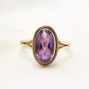 Vintage 9ct Gold Amethyst Dress Ring | UK Size N | Hallmarked Birmingham, 1972-73 | F&RB | 3.00g