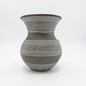 Vintage Handmade Spanish Bell-Shaped Black Vase