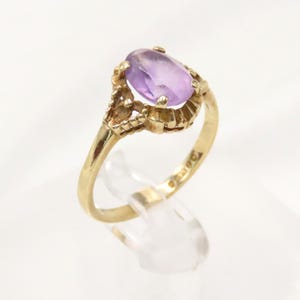 Vintage 9ct Gold Amethyst Dress Ring | UK Size N | Hallmarked London, 1965 | FM | 2.19g